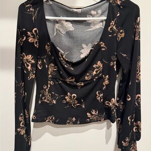 Lush Black and Brown Floral Blouse